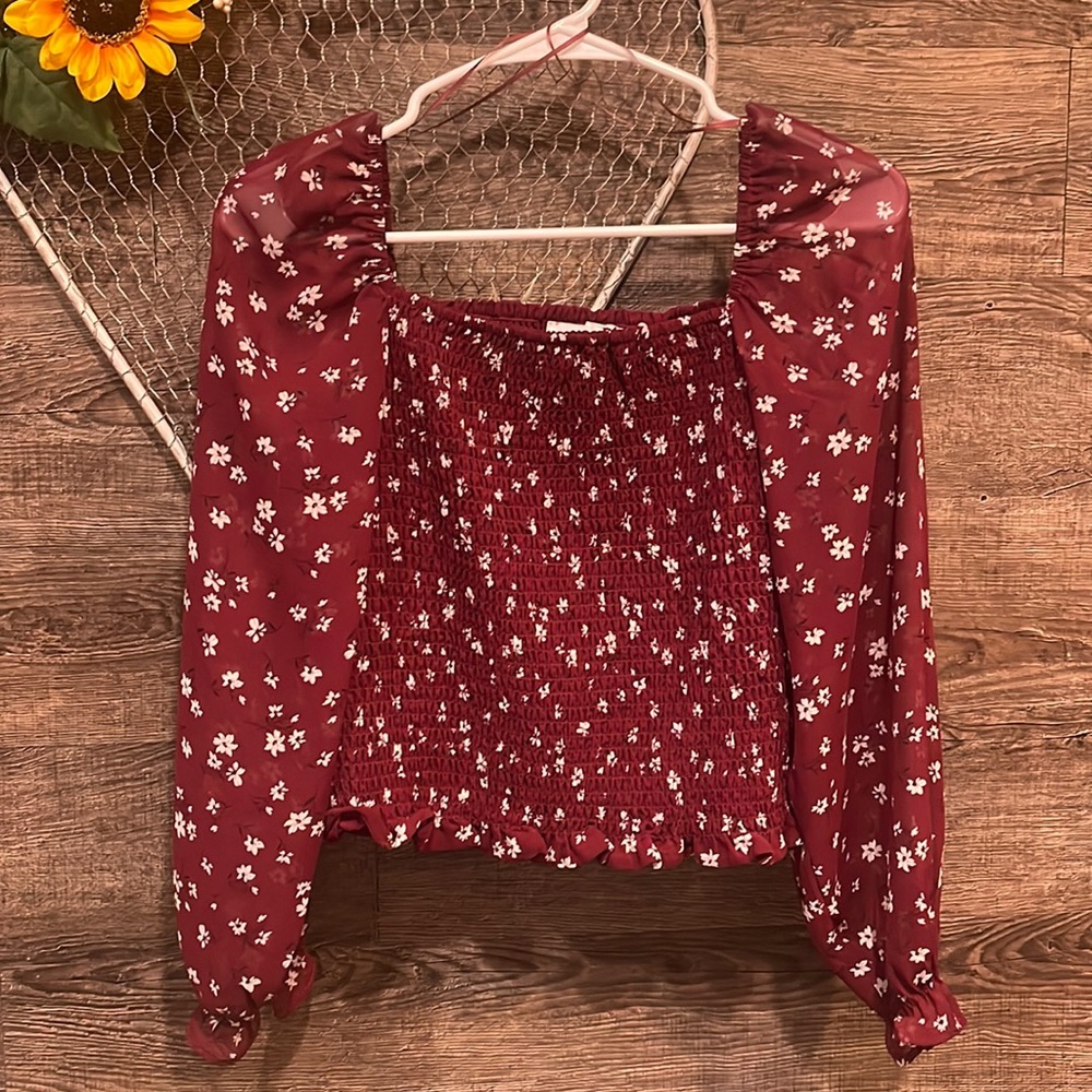 ✨Maroon/Floral Dress Top✨